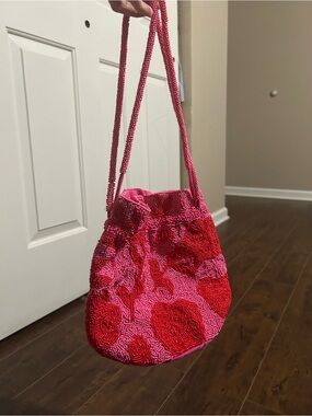 kate spade Pink and Red Beaded Mini Bucket Bag